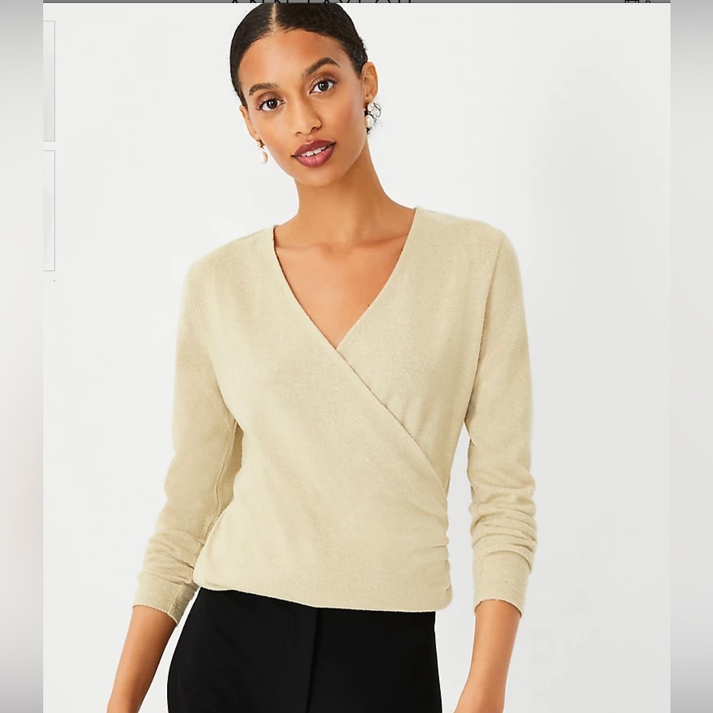 NWT Ann Taylor Shimmer Wrap Top Size Large